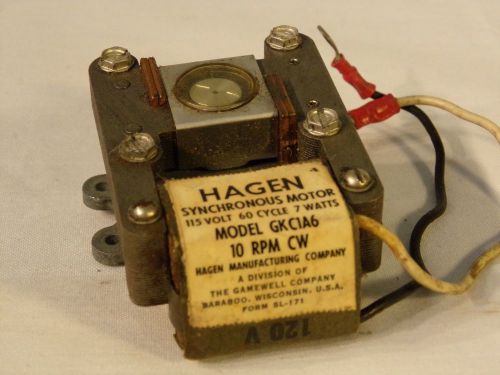 Vintage HAGEN GKC1A6 Synchronous Electric Motor 60 Cycle 115 Volt 7 Watts 10 RPM