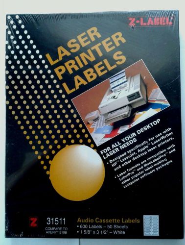 Z-label white audio cassette labels 600 (1 5/8&#034; x 3 1/2&#034;) compares to avery 5198 for sale