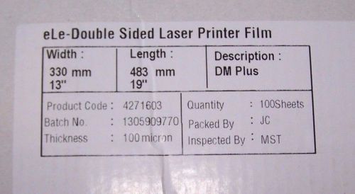 6 Boxes eLe Laser Printer Film Double Sided 13x19 100 Sheets Screen Printers