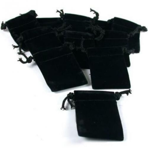 Black Velvet Gift Bag Drawstring Jewelry Pouches  2&#034; Kit 144 Pcs