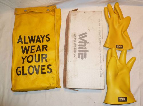 White rubber insulating gloves for electical workers - lineman size 10 for sale