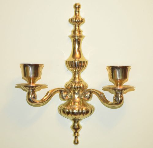 Vintage Wall Hanging Brass Candelabra Double Taper Candle Holder