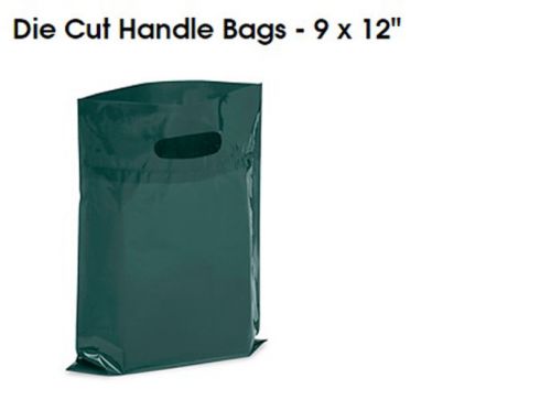 Green Die Cut Handle Bags - 9 x 12&#034;