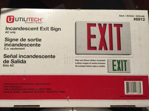 Brand New UTILITECH LED Exit Sign Dual-Color Red Or Green 0007097