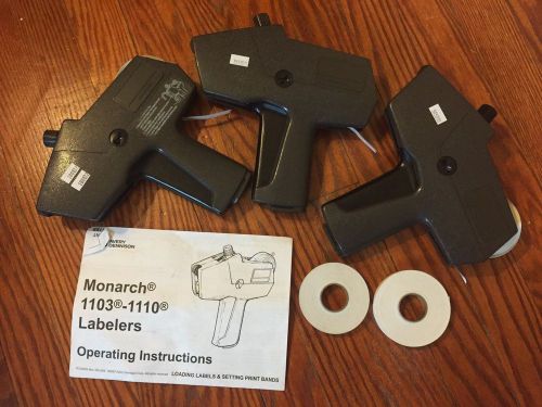 Lot of 3 Monarch Paxar 1110 Price Labeler Retail Sticker Guns w/extra labels