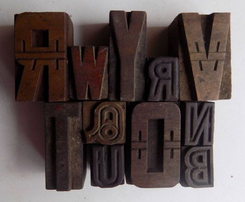 Letterpress Letter Wood Type Printers Block &#034;Lot of 11&#034; Typography #bc-56