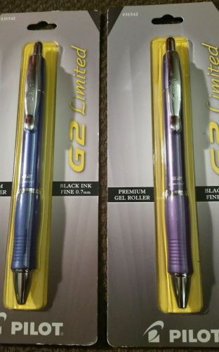 LOT OF 2 - Pilot G2 Limited Premium Gel Roller 0.7mm Fine Point Black Ink Pens