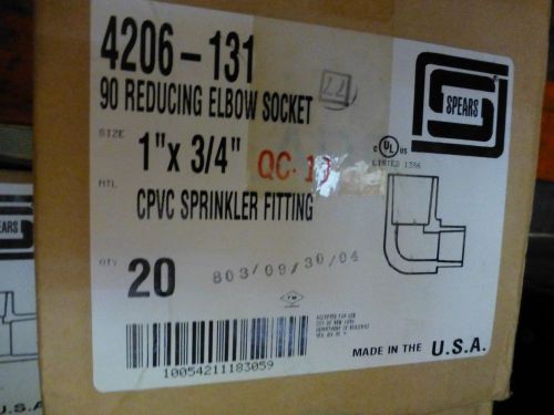 Spears Elbow 90 Reducing Sprinkler Pipe Fitting sch 40 1&#034; x 3/4&#034; lot of 10