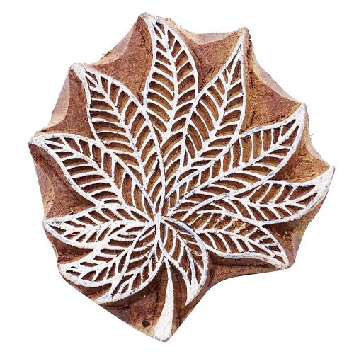 Indian wooden handcarved printing block stamp weed leaf blockprint stamps 3014ap for sale