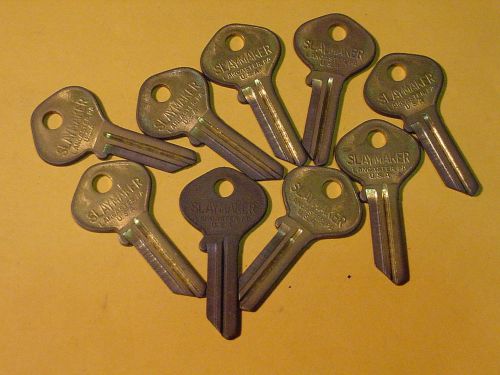 LOCKSMITH VINTAGE SLAYMAKER Original Key blanks lot of 9 steampunk antique NOS