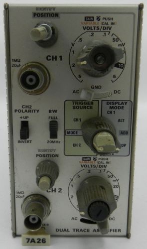 Tektronix 7a26 dual trace amplifier parts-as-is *d2e for sale