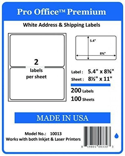 Pro office premium 200 round corner half sheet self adhesive shipping labels for for sale