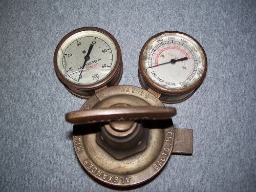 Vintage &#034;milburn&#034;heavy duty acetylene &amp; oxygen regulator, r-6, 5 lb. solid brass for sale