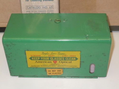 Vintage Green American Optical Company Keep Your Glasses Clean Tissue Dispenser