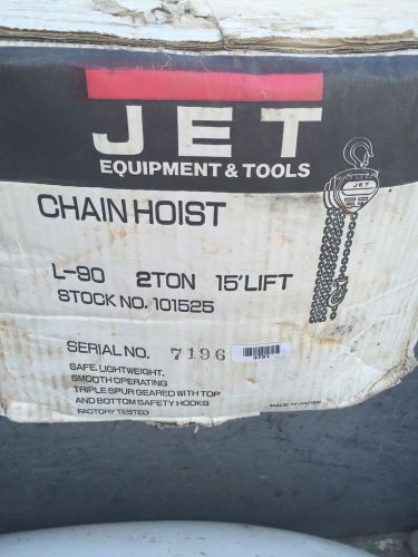 Jet l-90, 2 ton, 15 ft. drop chain, chain hoist part no. 101525 for sale