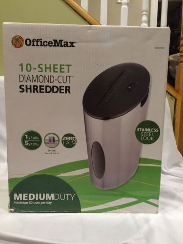 OfficeMax 10-Sheet Diamond-Cut credit cardShredder OM01284 Stainless look NEW