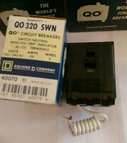 Square D QO 320 SWN switch neutral w visi-trip indicator 20 a 3 w 129/240 v