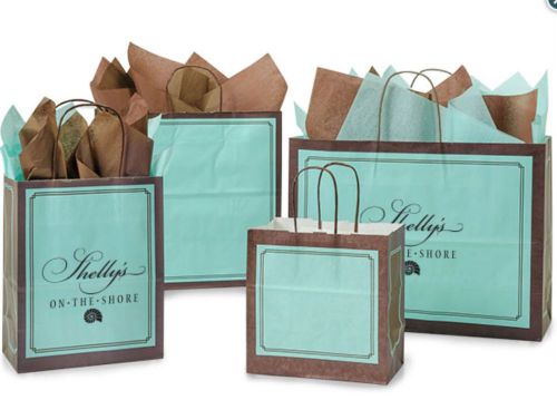 Nashville Wraps Aqua &amp; Chocolate Duets Shopping Bags Junior Size &amp; Vogue Size