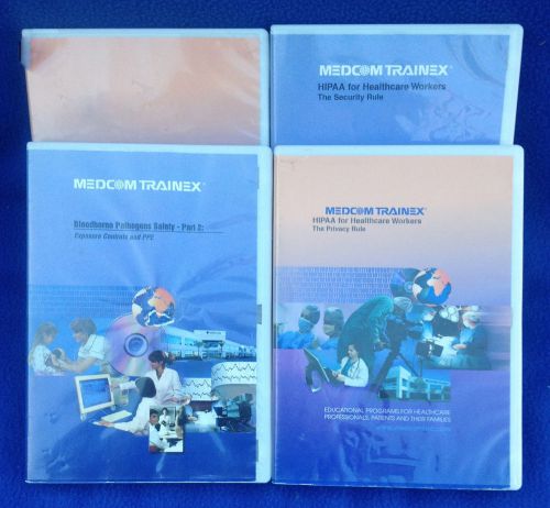 Lot of 3 Medcom Trainex DVD - HIPAA for Healthcare Workers  Bloodborne Pathogens
