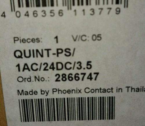 Phoenix Power Supply QUINT-PS/1AC/24DC/ 3.5 ( QUINTPS1AC24DC35 ) New In Box !