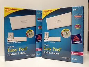 2 NEW BOXES (4000) Avery Easy Peel Laser Address Labels, 1 x 4, White, 2000/Box