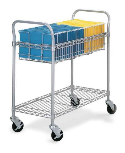 36 in. Wire Mail Cart in Gray Finish [ID 37024]