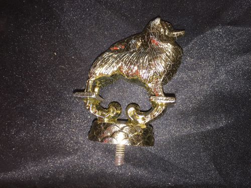 VINTAGE GOLDEN METAL POMERANIAN DOG TROPHY TOPS 3 3/4&#034;