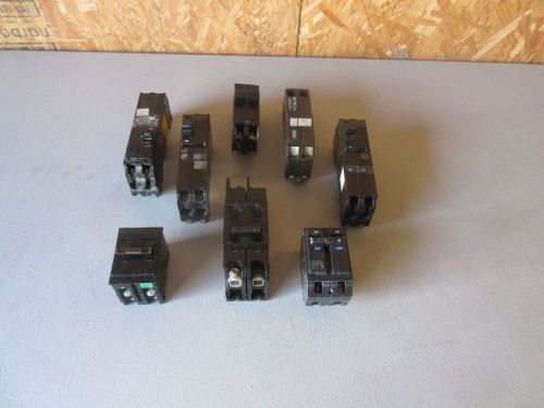 ASSORTMENT OF VARIOUS TYPE OF 2-POLE CIRCUIT BREAKERS (LOT OF 8) TR