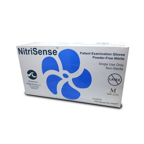 900 NitriSense Powder-Free Latex-Free Nitrile Patient Exam Gloves Sz M - Blue