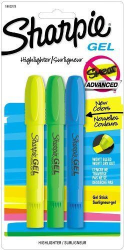 Sharpie 1803278 Accent Gel Highlighter, Assorted Colors, 3-Pack