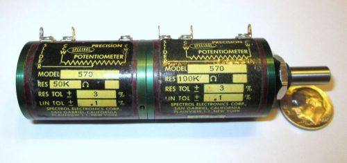 Spectrol dual potentiometer 100k / 50k  10-turns 2 watt  nos for sale