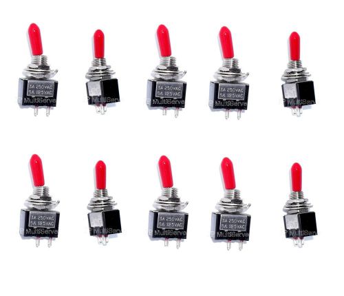10 ON/OFF SPST Red Handle Mini Toggle Switches