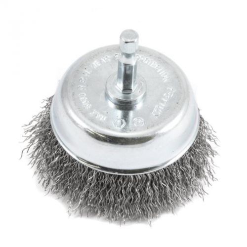 3&#034;-By-.012&#034; Wire Cup Brush, Coarse Crimped With 1/4&#034; Hex Shank Forney 72731