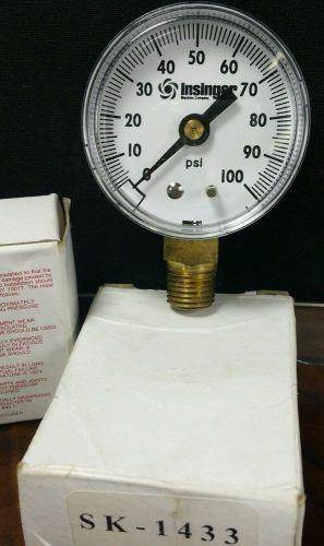 New Insinger Pressure Gauge 0-100PSI 9590-01 ISGSK-1433 INS1433 SK1433 TL20 TL2O