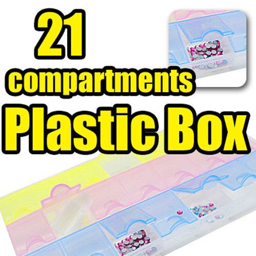 21 sections Plastic Cosmetic Nail Art Box Jewelry case