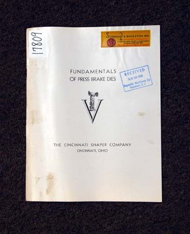 Cincinnati Fundamentals of Press Brake Dies Manual (Inv.17898)