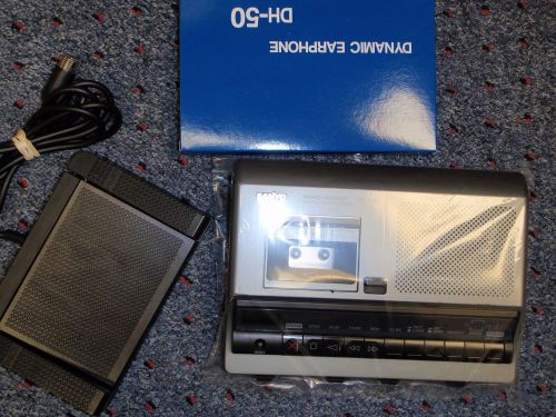 Sanyo TRC6300 microcassette transcriber with foot pedal and new headset