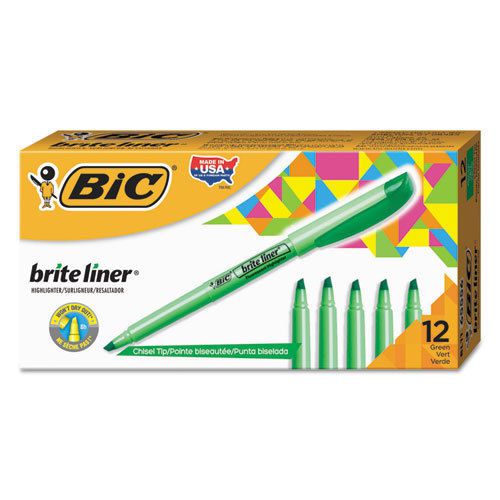 Brite liner highlighter, chisel tip, fluorescent green, dozen for sale
