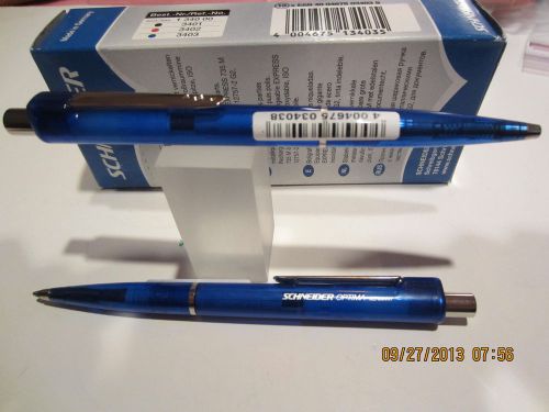 2 schneider optima ballpoint pen-blue-/waterproof- medium blue refill-check safe for sale
