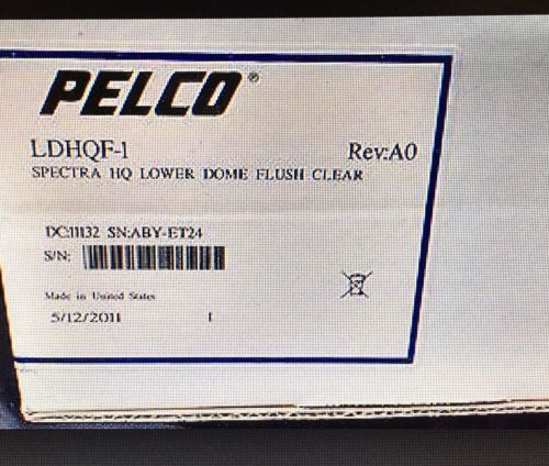 1 Pelco LDHQF-1 Spectra HQ Lower Dome Flush clear, New