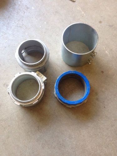 Lot of 4 3&#034; &amp; 3.5&#034; emt compression type coupling rings fittings pipe for sale