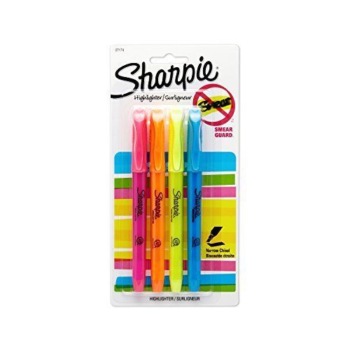 Sharpie Accent Pocket-Style Highlighters, 4 Colored Highlighters (27174/27174PP)