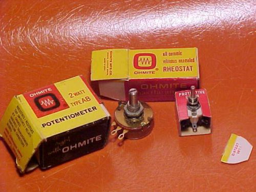 OHMITE VINTAGE LAFAYETTE LOT 2PC RHEOSTAT POTENTIOMETER 2 WATT AB 12 1/2WATT E