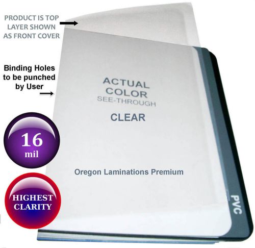 Extra Thick 16 Mil 11 x 17 Clear Binding Covers [25] unpunched Plastic Sheets