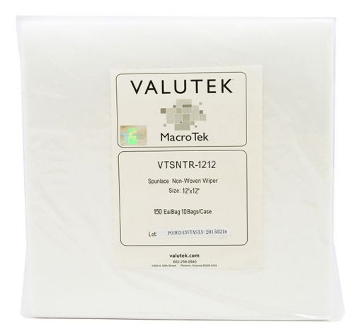 VTSNTR-1212 Valutek Cleanroom Spunlace Non-Woven Wiper 12&#034; x 12&#034; (150 ea/bag)