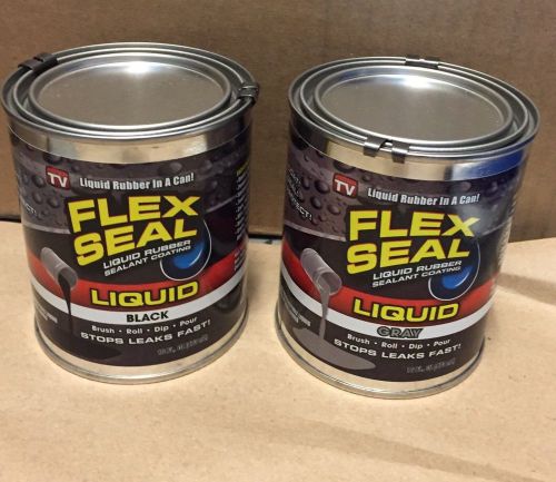 Flex Seal Liquid Black And Gray 16oz Lot Of 2 - NEW! $30 Value!!!