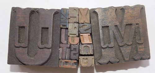 Letterpress Letter Wood Type Printers Block &#034;Lot Of 15&#034; Typography #bc-1159