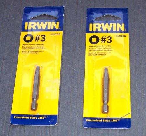 (2 ea) screwdriver bit - irwin 3522071c #3 x 2&#034; square recess power bits for sale