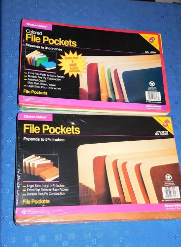Globe Weis expandable file pockets 11 in all New 9 1/2 x 14 3/4 various colors