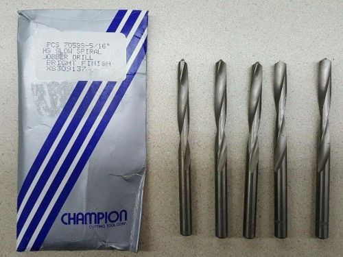 5/PK. Champion Cutting Tool Corp. 5/16&#034; HSS Slow Spiral Jobber Drill, 705SS